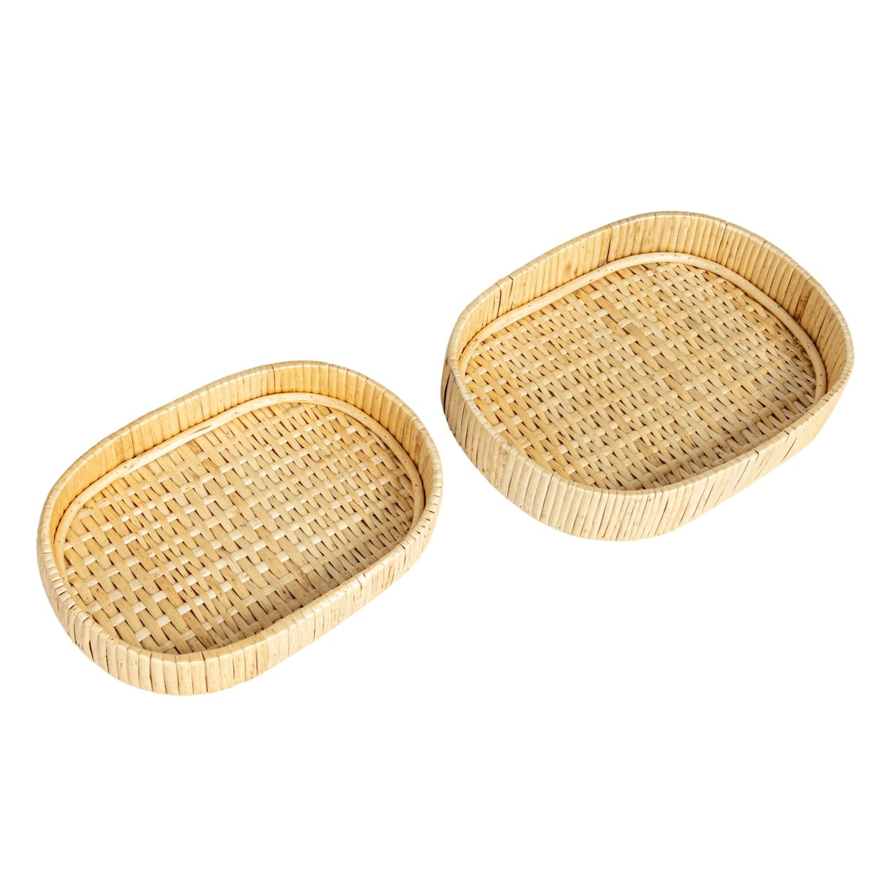 Household Essentials Natural Handwoven Nesting Oval Willow Tray Set